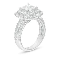 1.65 CT. T.W. Quad Princess-Cut Diamond Double Frame Engagement Ring in 14K White Gold|Peoples Jewellers