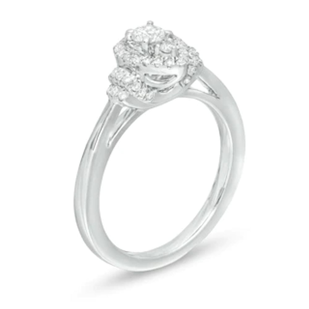 0.40 CT. T.W. Composite Diamond Pear-Shaped Frame Collar Engagement Ring in 10K White Gold|Peoples Jewellers