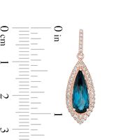 EFFY™ Collection Elongated Pear-Shaped London Blue Topaz and 0.40 CT. T.W. Diamond Teardrop Earrings in 14K Rose Gold|Peoples Jewellers