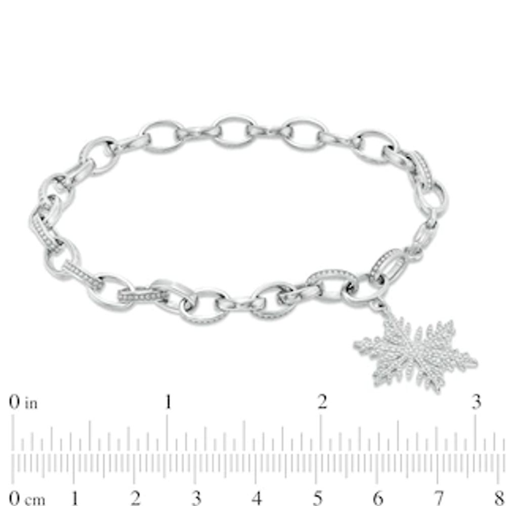 0.085 CT. T.W. Diamond Snowflake Charm Bracelet in Sterling Silver - 7.5"|Peoples Jewellers