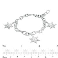 Diamond Accent Snowflake Charm Bracelet in Sterling Silver - 7.5"|Peoples Jewellers