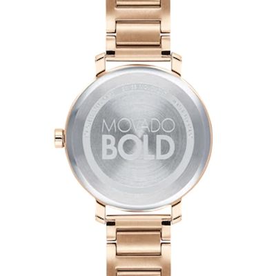 Ladies' Movado Bold® Evolution Crystal Accent Rose-Tone Watch (Model: 3600650)|Peoples Jewellers