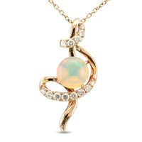 Le Vian® 7.0mm Neopolitan Opal™ and Vanilla Diamonds™ 0.21 CT. T.W. Diamond Ribbon Swirl Pendant in 14K Strawberry Gold™|Peoples Jewellers