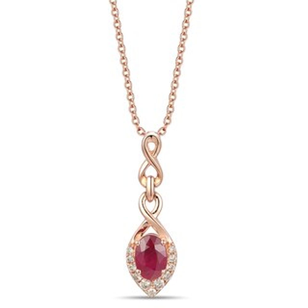 Le Vian® Oval Passion Ruby™ and Crème Brûlée Diamonds™ 0.14 CT. T.W. Diamond Drop Pendant in 14K Strawberry Gold™|Peoples Jewellers
