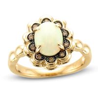 Le Vian® Oval Neopolitan Opal™ and Chocolate Diamonds® 0.10 CT. T.W. Diamond Scallop Frame Ring in 14K Honey Gold™|Peoples Jewellers