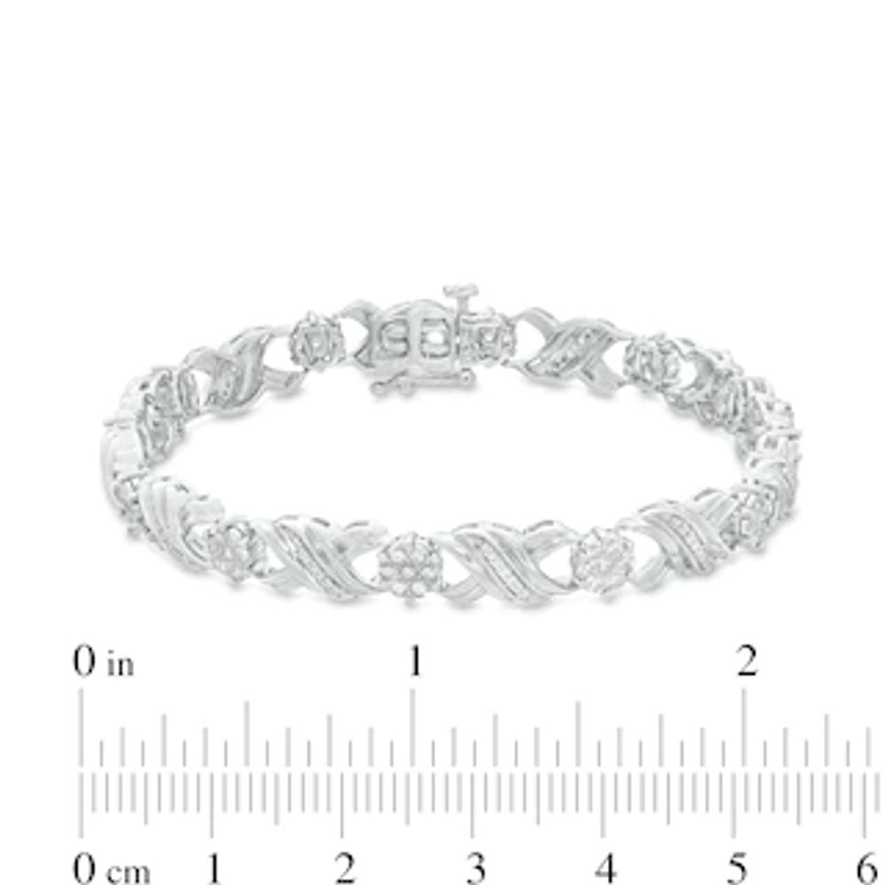 0.45 CT. T.W. Diamond "XO" Link Bracelet in Sterling Silver - 7.25"|Peoples Jewellers