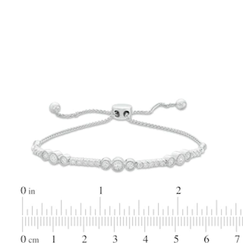 0.145 CT. T.W. Diamond Alternating Bolo Bracelet in Sterling Silver - 9.5"|Peoples Jewellers