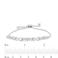 Diamond Accent Alternating "MOM" Infinity Bolo Bracelet in Sterling Silver - 9.5"|Peoples Jewellers