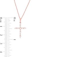 0.18 CT. T.W. Baguette and Round Diamond Cross Pendant in 10K Rose Gold|Peoples Jewellers