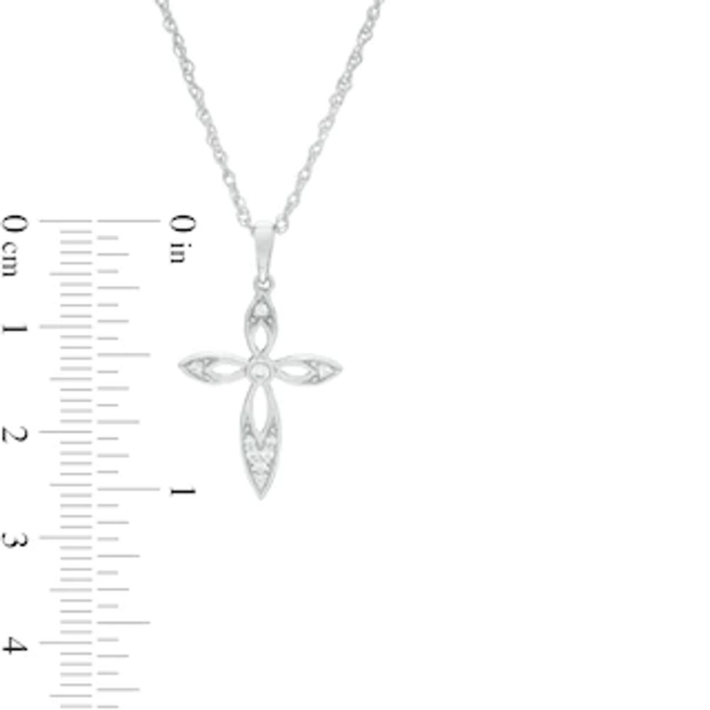 0.065 CT. T.W. Diamond Cross Pendant in 10K White Gold|Peoples Jewellers