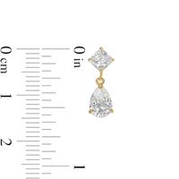 Pear-Shaped Cubic Zirconia Tilted Square Drop Earrings in 10K Gold|Peoples Jewellers