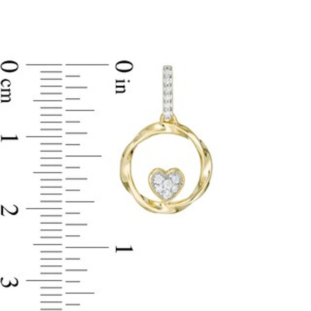 0.145 CT. T.W. Composite Diamond Heart in Twisted Circle Drop Earrings in 10K Gold|Peoples Jewellers