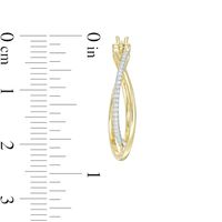 0.115 CT. T.W. Diamond Crossover Hoop Earrings in 10K Gold|Peoples Jewellers