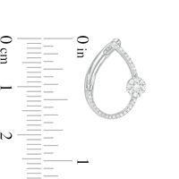 0.23 CT. T.W. Diamond Teardrop-Shaped Hoop Earrings in Sterling Silver|Peoples Jewellers