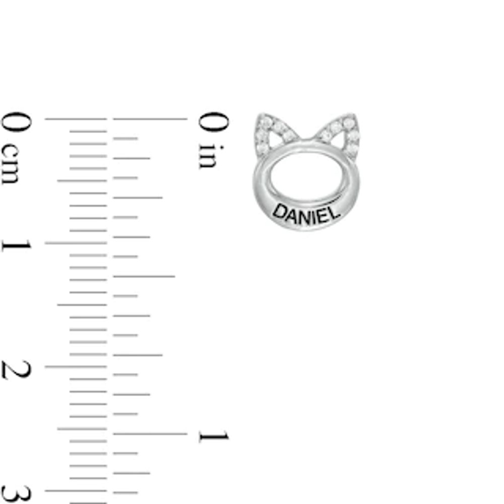 1/15 CT. T.W. Diamond Engravable Cat Stud Earrings in Sterling Silver (1 Line)|Peoples Jewellers