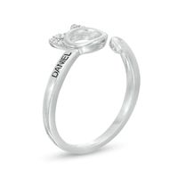 Diamond Accent Engravable Cat Bypass Wrap Ring in Sterling Silver (1 Line)|Peoples Jewellers