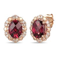 Le Vian® Oval Raspberry Rhodolite™ and Crème Brûlée Diamonds™ 0.18 CT. T.W. Diamond Earrings in 14K Strawberry Gold™|Peoples Jewellers