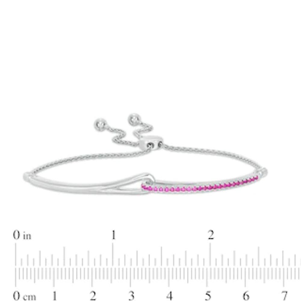 Love + Be Loved Lab-Created Ruby Loop Bolo Bracelet in Sterling Silver - 9.5"|Peoples Jewellers