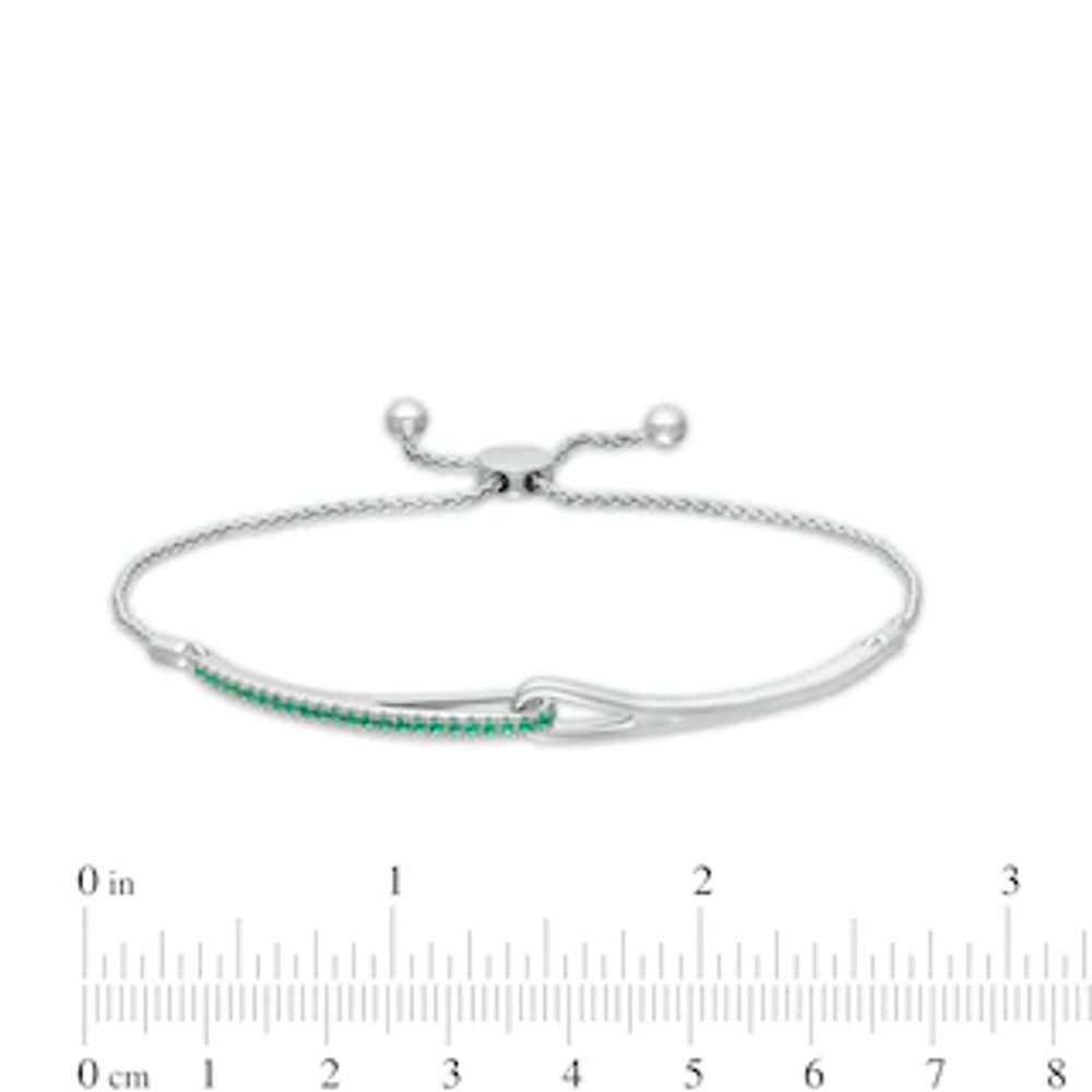 Love + Be Loved Lab-Created Emerald Loop Bolo Bracelet in Sterling Silver - 9.5"|Peoples Jewellers