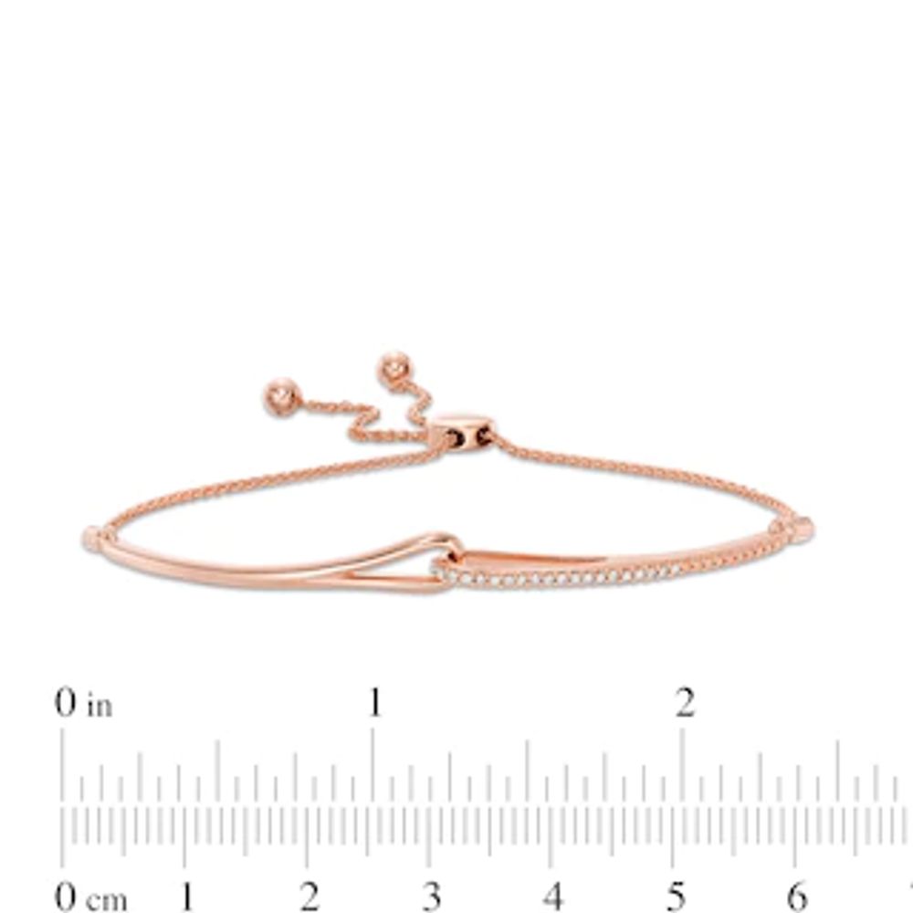 Love + Be Loved 0.10 CT. T.W. Diamond Loop Bolo Bracelet in 10K Rose Gold - 9.0"|Peoples Jewellers