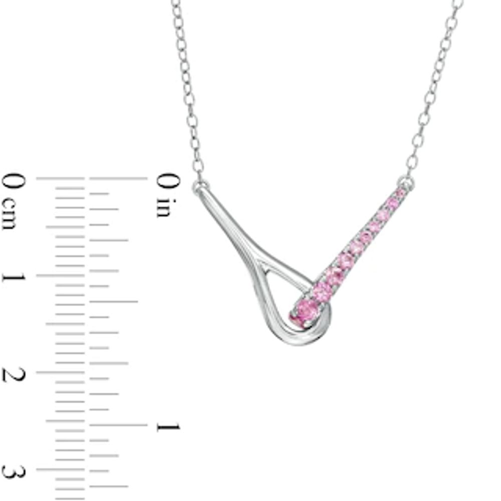 Love + Be Loved Lab-Created Pink Sapphire Loop Necklace in Sterling Silver|Peoples Jewellers