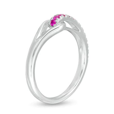 Love + Be Loved Lab-Created Ruby Heart Loop Ring in Sterling Silver|Peoples Jewellers