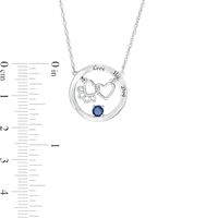 Simulated Birthstone Interlocking Paw Print and Heart Circle Necklace in Sterling Silver (1 Stone and Line)|Peoples Jewellers