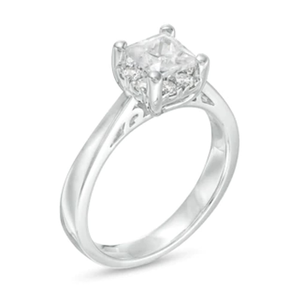 CT. T.W. Canadian Certified Princess-Cut Diamond Frame Engagement Ring in 14K White Gold (I/I2)|Peoples Jewellers