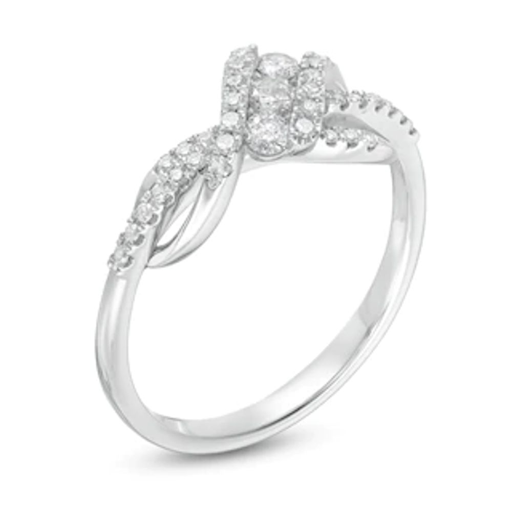 0.29 CT. T.W. Past Present Future® Bypass Twist Ring in 10K White Gold|Peoples Jewellers