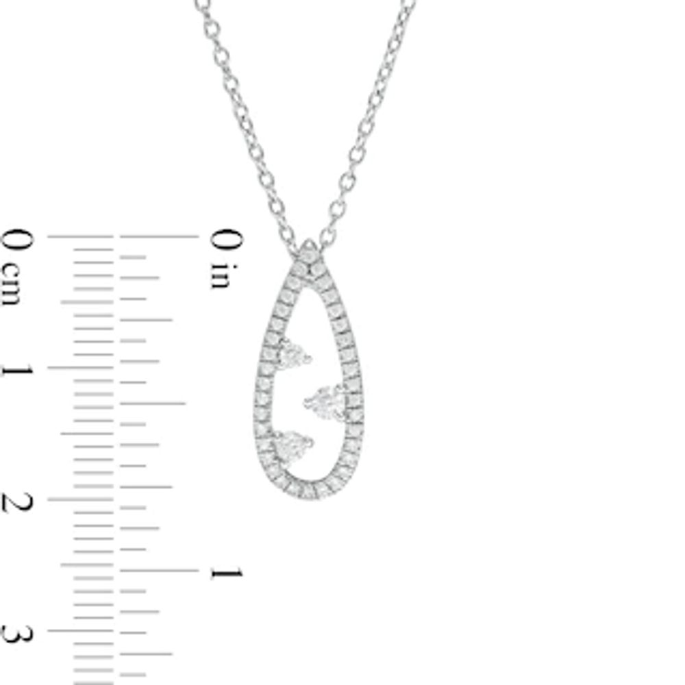 0.23 CT. T.W. Diamond Past Present Future® Teardrop-Shaped Pendant in Sterling Silver|Peoples Jewellers