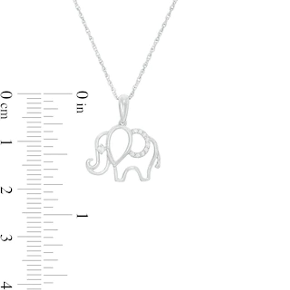 0.04 CT. T.W. Diamond Outline Elephant Pendant in Sterling Silver|Peoples Jewellers