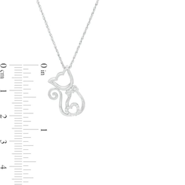 0.04 CT. T.W. Diamond Outline Cat Curly Tail Pendant in Sterling Silver|Peoples Jewellers