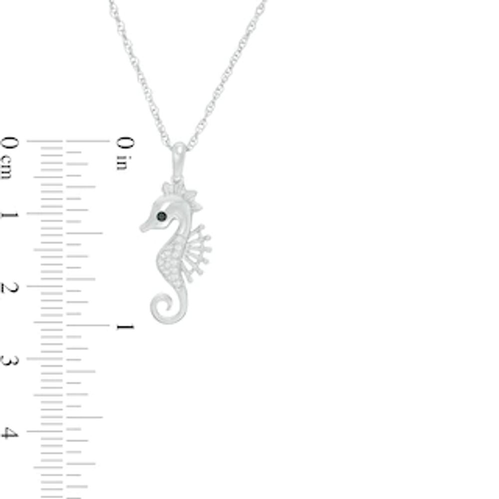 0.04 CT. T.W. Enhanced Black and White Diamond Seahorse Pendant in Sterling Silver|Peoples Jewellers