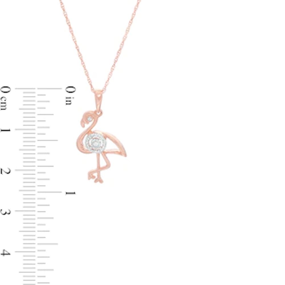 Diamond Accent Outline Flamingo Pendant in 10K Rose Gold|Peoples Jewellers