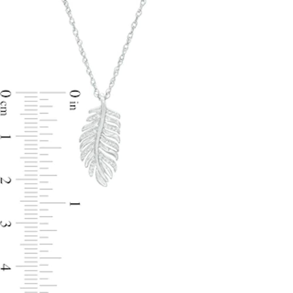 0.085 CT. T.W. Diamond Feather Pendant in Sterling Silver|Peoples Jewellers