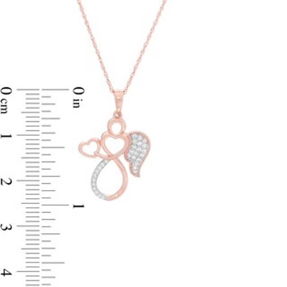 0.085 CT. T.W. Diamond Outline Angel with Heart Vintage-Style Pendant in 10K Rose Gold|Peoples Jewellers