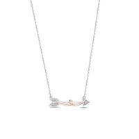 Hallmark Diamonds Inspiration 0.04 CT. T.W. Diamond Arrow Necklace in Sterling Silver and 10K Rose Gold|Peoples Jewellers