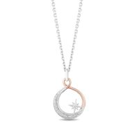 Hallmark Diamonds Inspiration 0.04 CT. T.W. Diamond Crescent Moon and Star Pendant in Sterling Silver and 10K Rose Gold|Peoples Jewellers