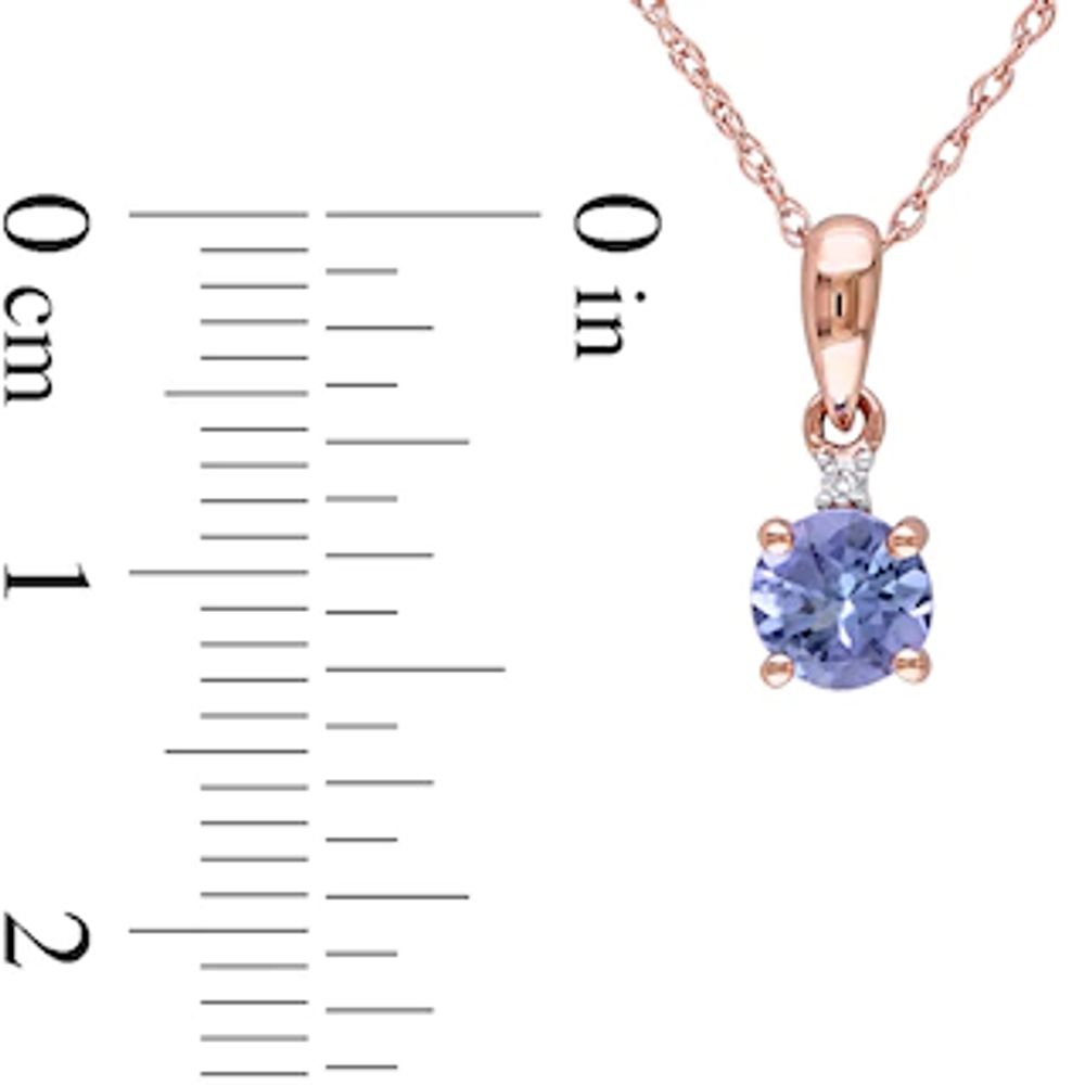 5.0mm Tanzanite and Diamond Accent Pendant in 10K Rose Gold - 17"|Peoples Jewellers