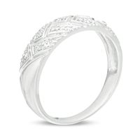 Men's Diamond Accent Herringbone Wedding Band in 10K White Gold|Peoples Jewellers