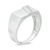 Men's Diamond Accent Rectangle Signet Ring in 10K White Gold|Peoples Jewellers