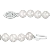 5.0-6.0mm Freshwater Cultured Pearl Knotted Strand Necklace with Sterling Silver Clasp-18"|Peoples Jewellers