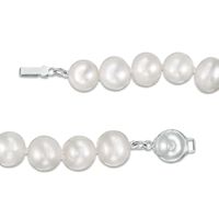 7.0-7.5mm Oval Freshwater Cultured Pearl Knotted Strand Necklace with Sterling Silver Clasp-18"|Peoples Jewellers