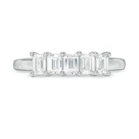 1.00 CT. T.W. Certified Emerald-Cut Lab-Created Diamond Five Stone Anniversary Band in 14K White Gold (F/SI2)|Peoples Jewellers