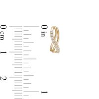Cubic Zirconia Double Swirl Ribbon Infinity J-Hoop Earrings in 14K Gold|Peoples Jewellers
