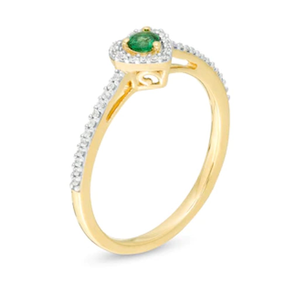 Emerald and 0.12 CT. T.W. Diamond Heart Frame Ring in 10K Gold|Peoples Jewellers