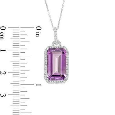 Elongated Emerald-Cut Amethyst and White Topaz Frame Doorknocker Pendant in Sterling Silver|Peoples Jewellers