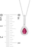 Pear-Shaped Ruby and 0.13 CT. T.W. Diamond Teardrop Pendant in 10K White Gold|Peoples Jewellers