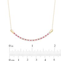 Alternating Ruby and 0.13 CT. T.W. Diamond Curved Bar Necklace in 10K Gold|Peoples Jewellers