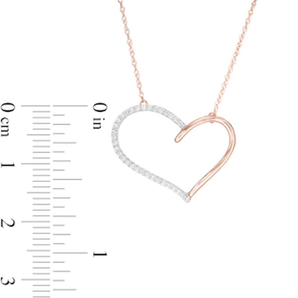 0.115 CT. T.W. Diamond Heart Outline Necklace in 10K Rose Gold|Peoples Jewellers